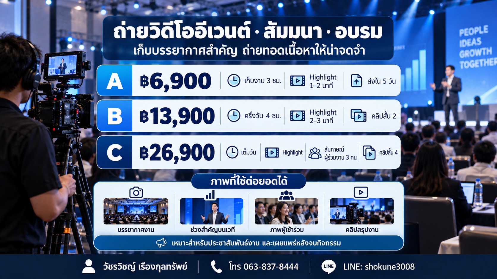 เรตการ์ดถ่ายอีเวนต์ เริ่ม 6,900 บาท